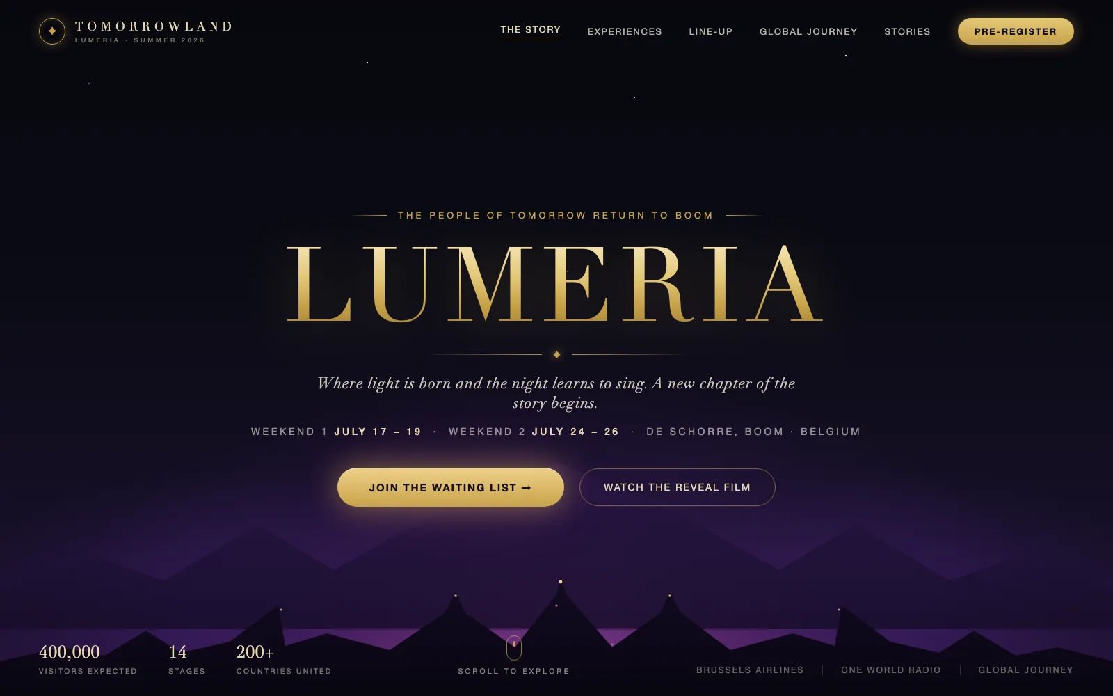 Tomorrowland campaign microsite hero